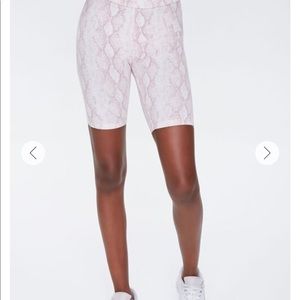 Blush pink snake skin biker shorts